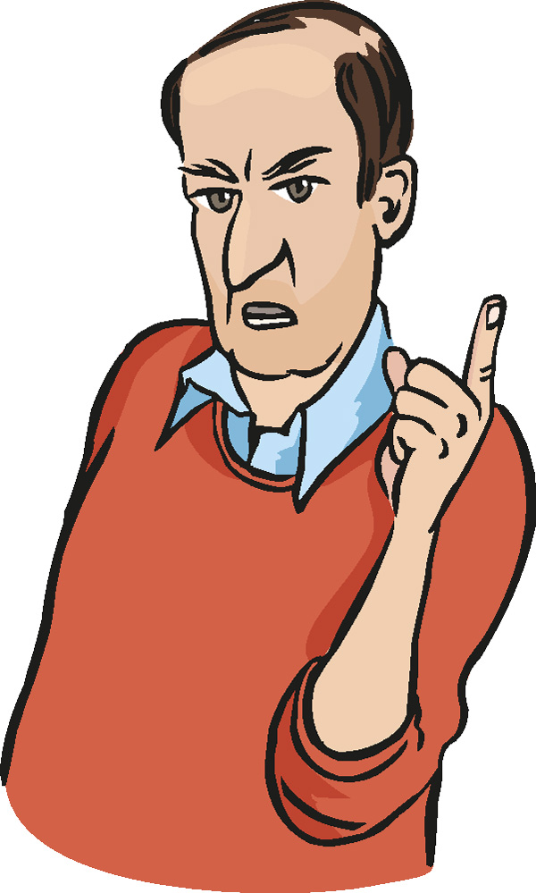 Illustration: Schimpfender Mann mit erhobenem Zeigefinger