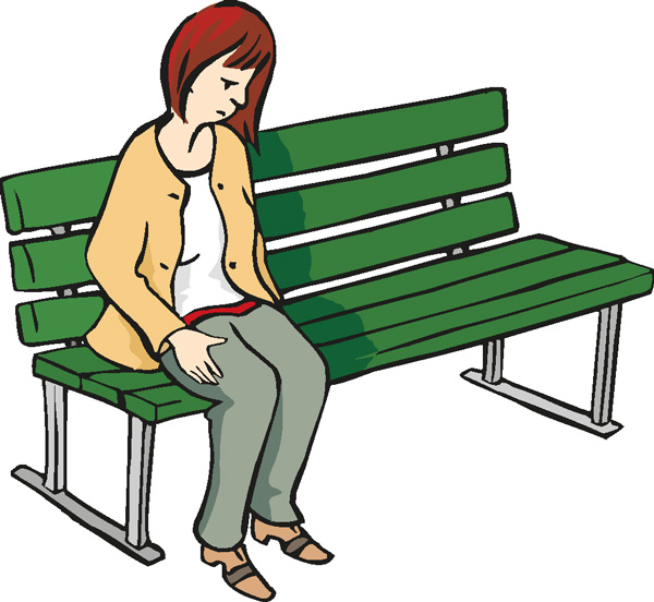 Illustration: Eine traurige Frau sitzt alleine auf einer Parkbank