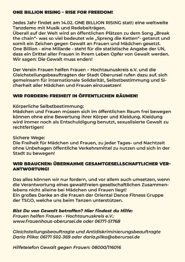 One Billion rising: Oberursel tanzt